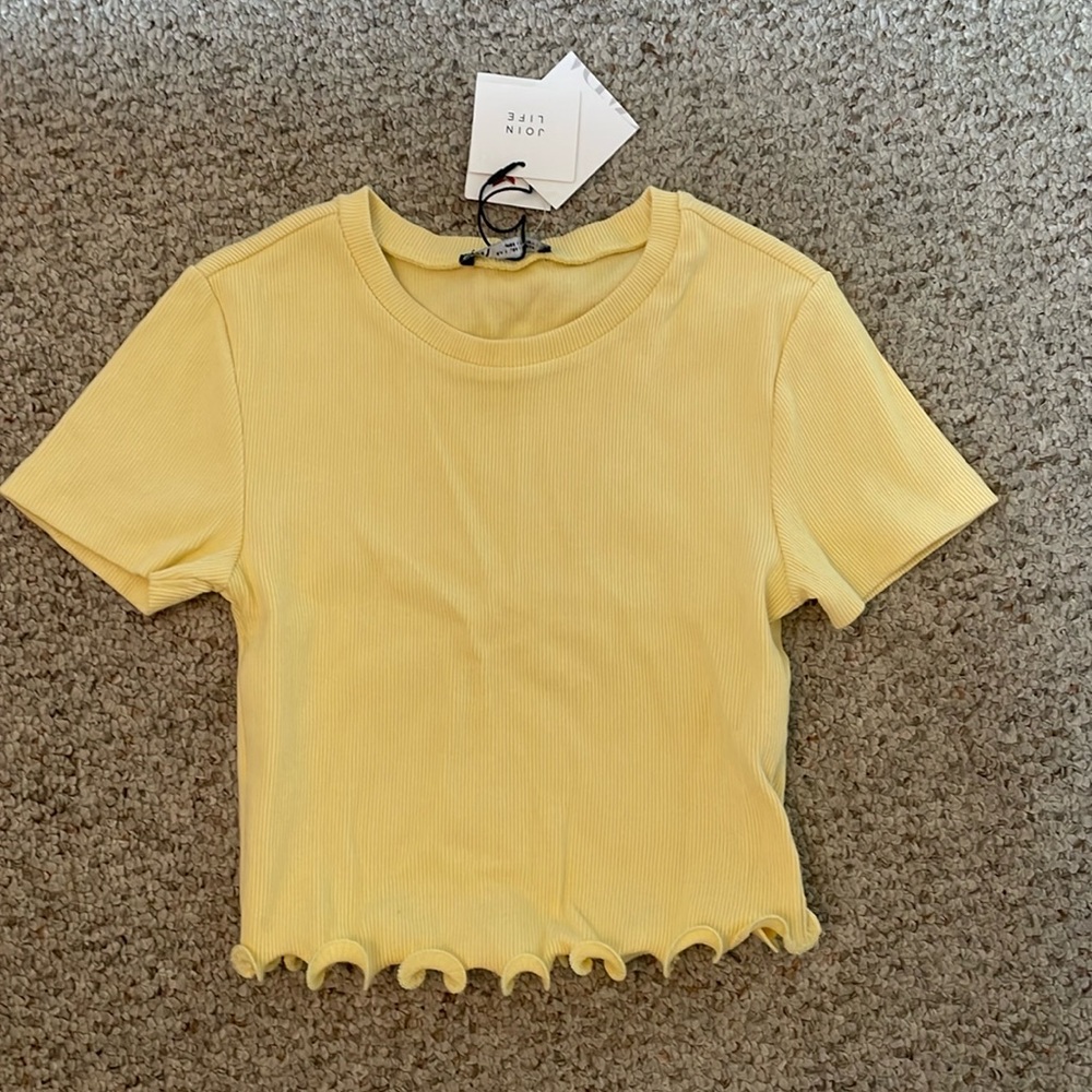 Yellow Ribbed Crop Top